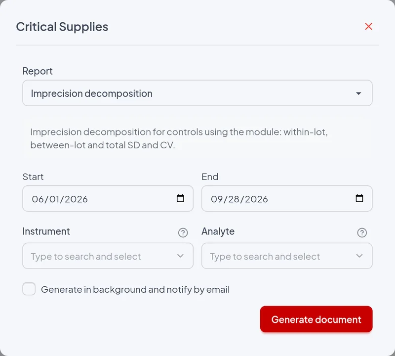 Issue window of the Imprecision decomposition report with the example filters